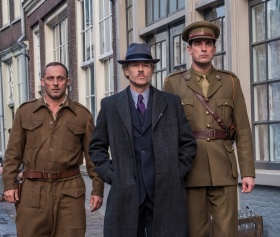 Roland Møller as Espen Vesser, Guy Pearce as Han Van Meegeren, Claes Bang as Joseph Piller in THE LAST VERMEER. Photo by Jack English.